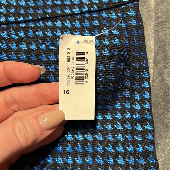 NWT pixie ankle pants in metallic blue & black 16 - Picture 2 of 4